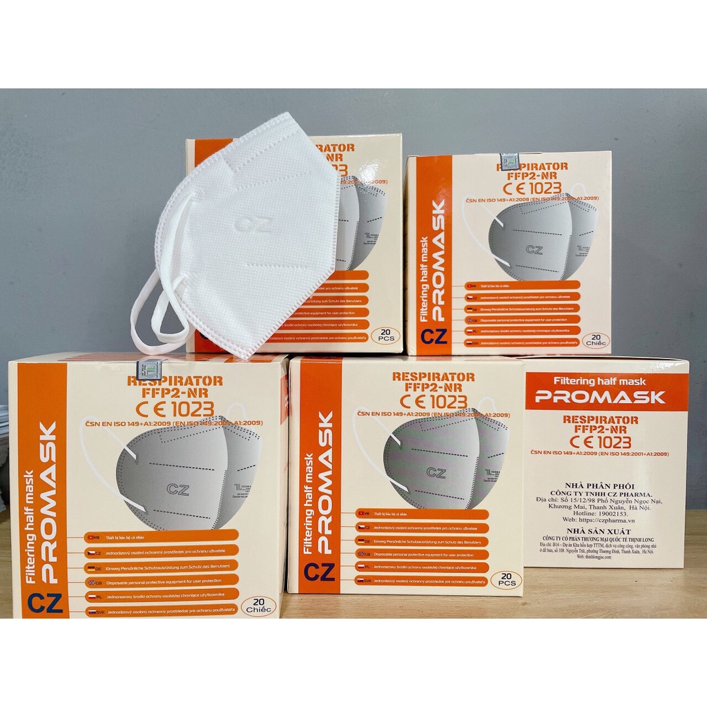 Khẩu trang 5 lớp FFP2 (N95) Thịnh Long - Tiêu chuẩn xuất khẩu Châu Âu,hộp 20 cái, màu trắng và đen | BigBuy360 - bigbuy360.vn