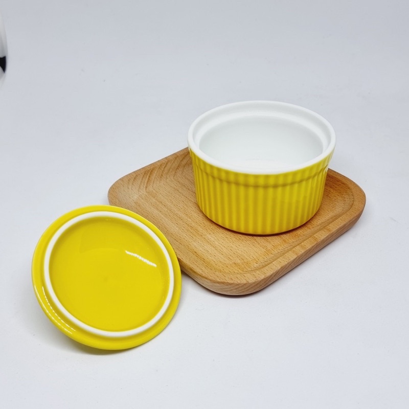 BÁT ĂN DẶM GỐM SỨ RAMENKIN CÓ NẮP ĐỰNG CHÁO, ĐỒ ĂN, DECOR