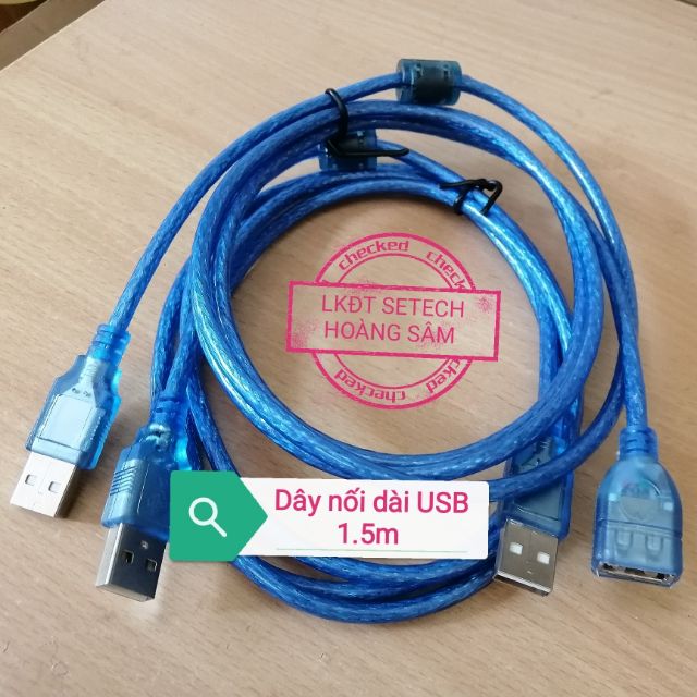 Dây nối dài USB 1.5m màu xanh,màu đen chống nhiễu lõi sợi đồng nguyên chất