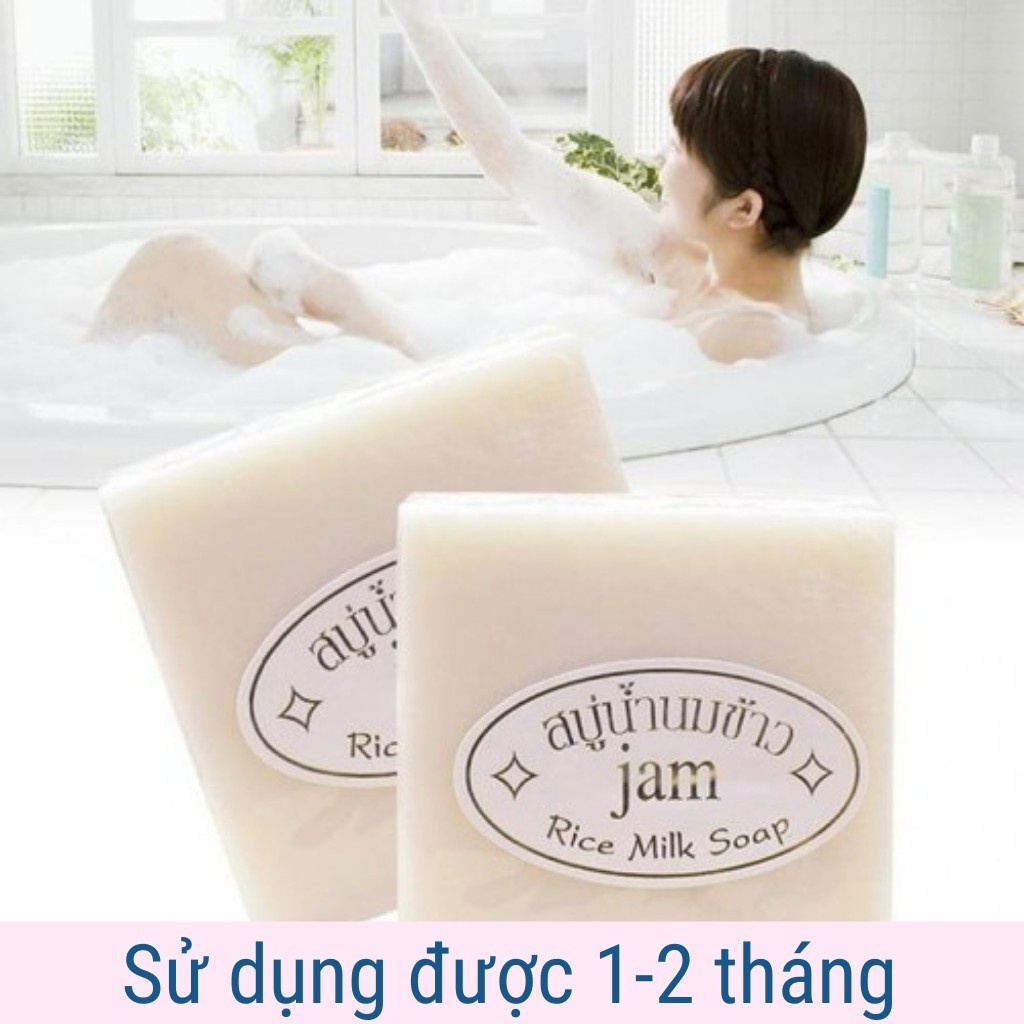 Xà Phòng Cám Gạo ⚜️FREESHIP⚜️ Xà Phòng Trắng Da Thái Lan JAM RICE MILK SOAP 65gr (1 bánh)