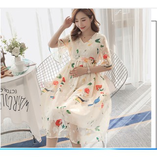 ĐẦM BẦU VÁY BẦU CÔNG SỞ BÔNG ( sau sanh có dây kéo cho bé bú )