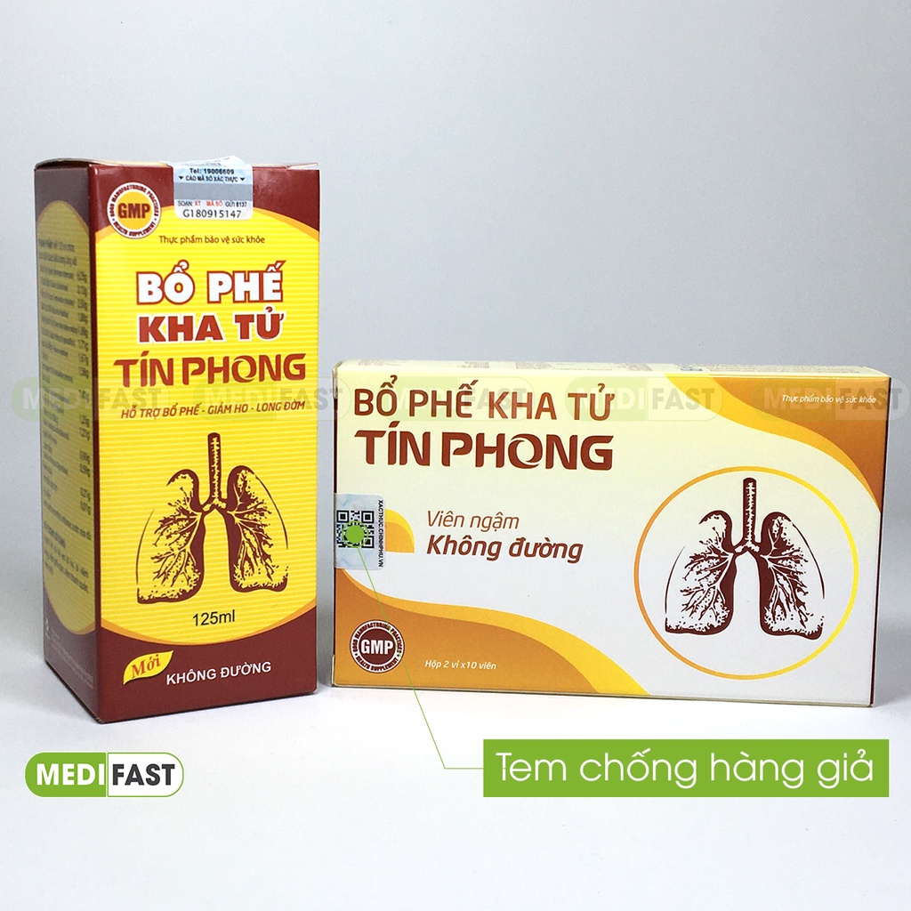 Bổ phế không đường Tín Phong - viên ngậm và siro hỗ trợ giảm ho đau họng từ bạc hà, mơ muối và thảo dược