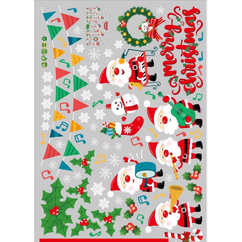 Decal trang trí Rèm dây Ông già Noel cùng hợp ca