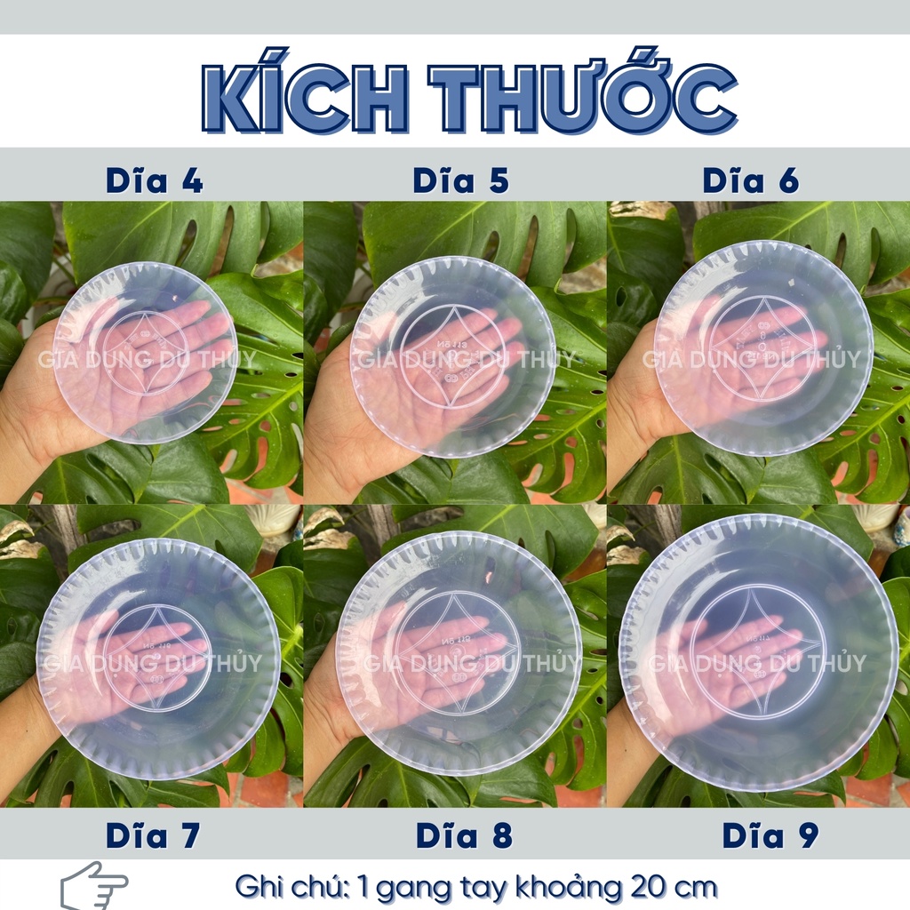 Dĩa nhựa tròn đường kính 10 - 25 cm không nứt vỡ màu xanh, trắng viền lượn sóng đẹp mắt, bền bỉ thương hiệu Vĩnh Phát