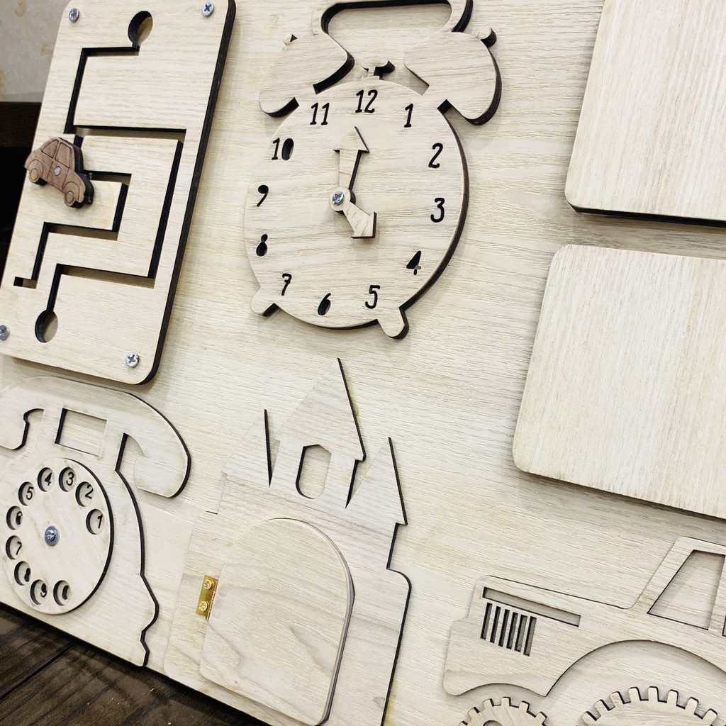 Đồ Chơi Gỗ,Bảng Bận Rộn Busyboard Dành Cho Trẻ Từ 1 Đến 3 Tuổi Phát Triển Kỹ Năng Toàn Diện Lâu Đài Thuần Mộc