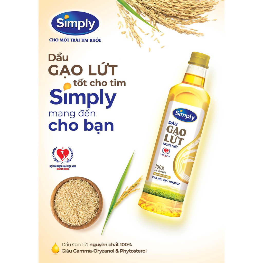 Combo 2 chai Dầu gạo lứt Simply 1L