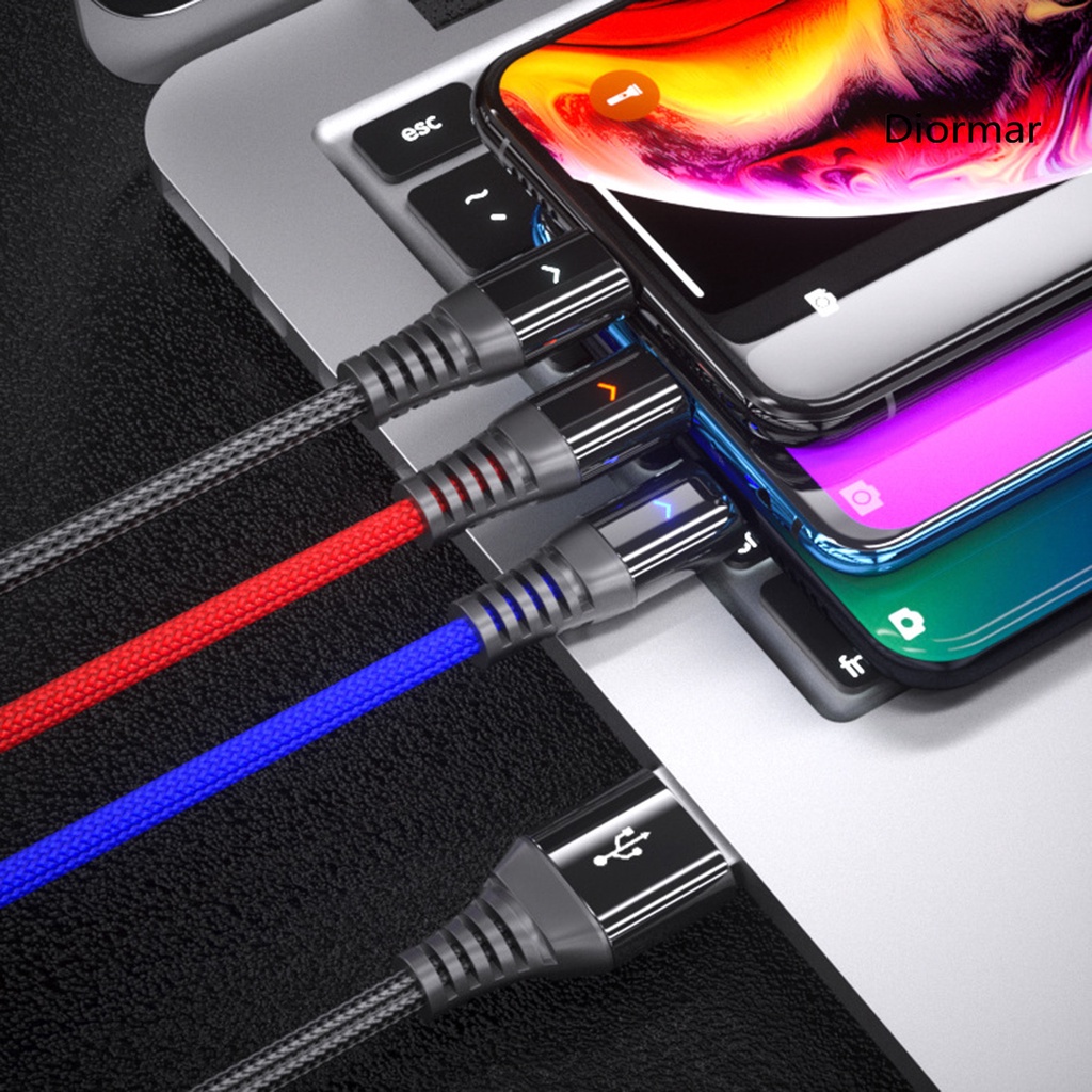 Dây cáp sạc nhanh 3 trong 1 8-pin Type-C có đèn báo hiệu tiện lợi cho văn phòng