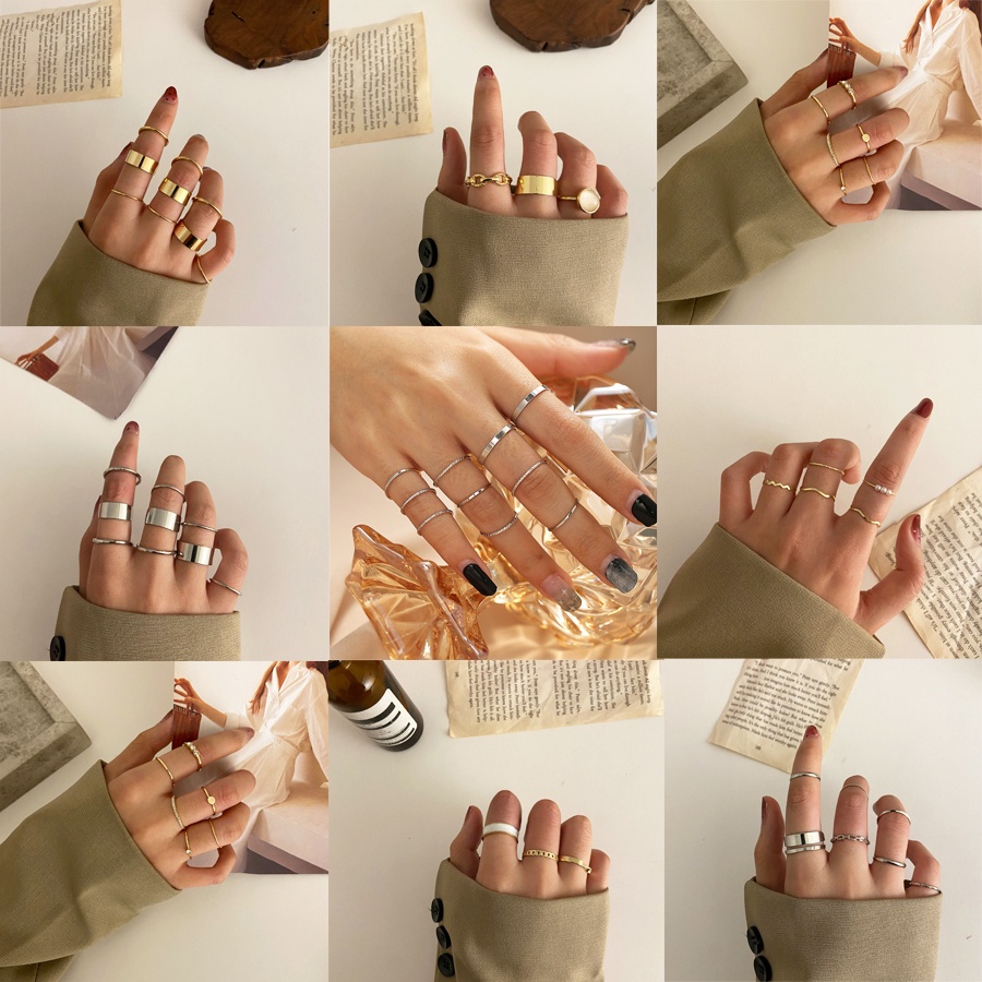 Set 10 nhẫn đơn giản sang trọng cho nữ