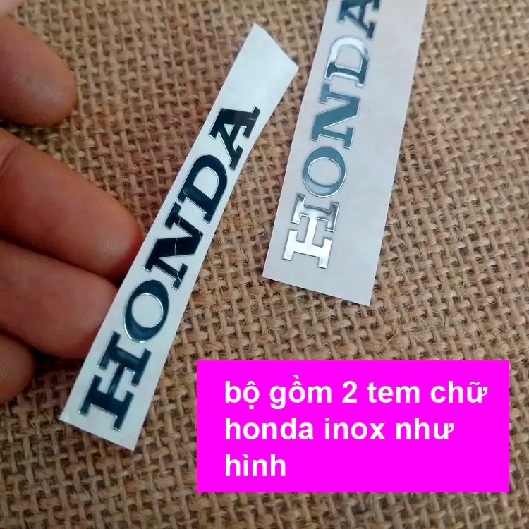 Bộ 2 Tem Chữ Honda inox MS025