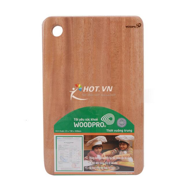 Thớt gỗ chữ nhật Woodpro trung dày dặn bền đẹp