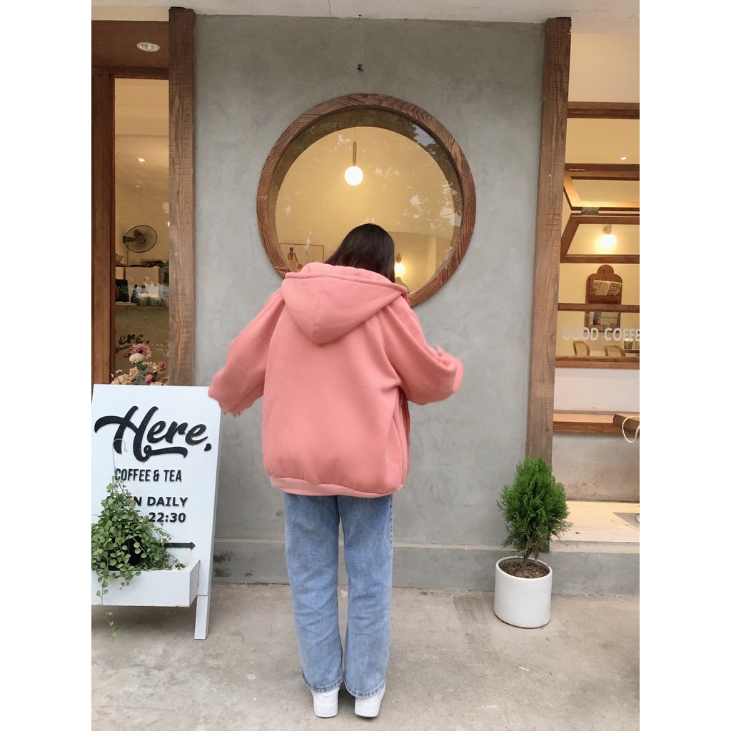 Áo khoác hoodie zip Áo khoác nam nữ, áo hoodie khoá kéo nỉ bông form rộng, tay phồng cho nam nữ | BigBuy360 - bigbuy360.vn