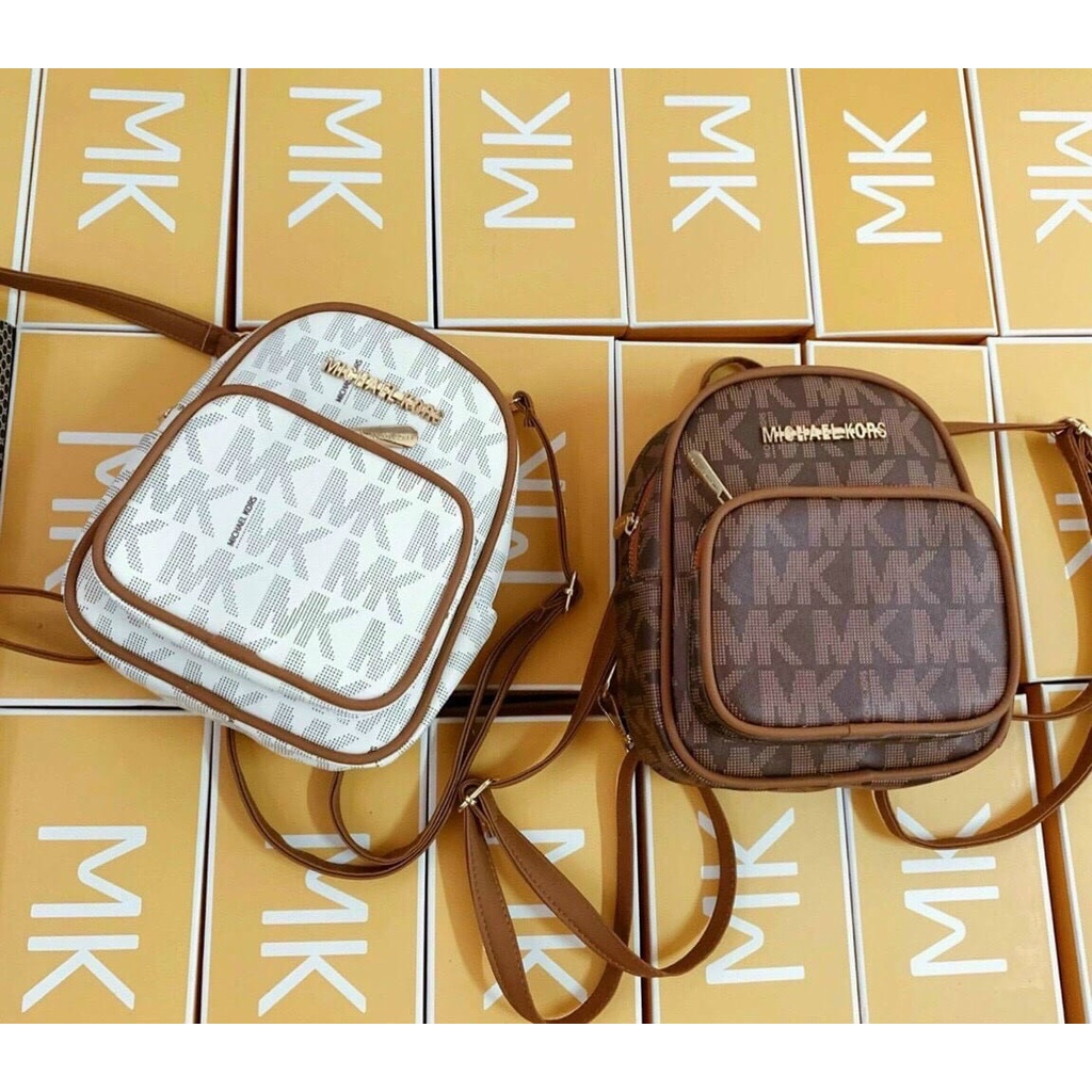 Balo mini nữ đeo chéo MK nhiều ngăn khóa kéo cao cấp size 20 cm