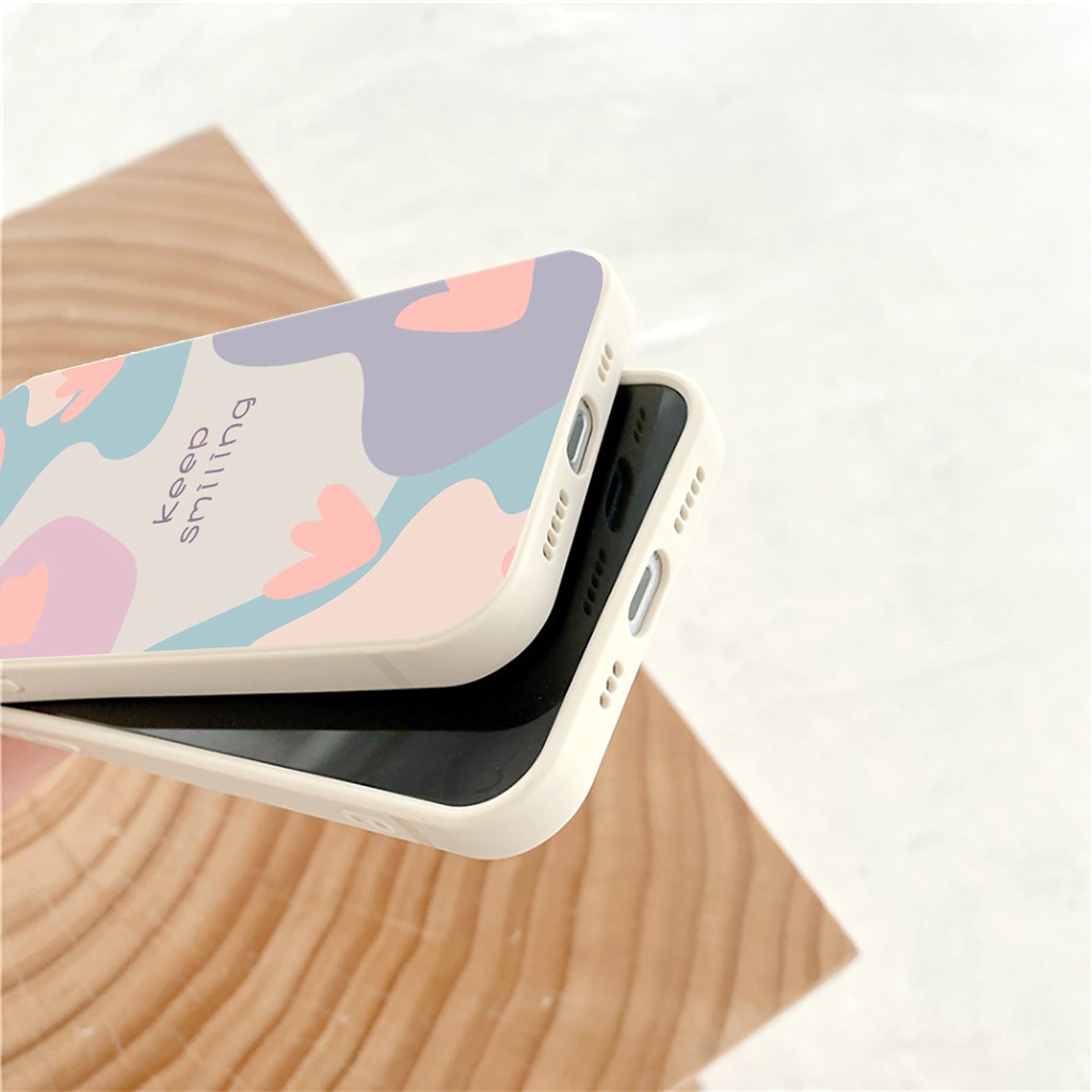 Ốp lưng iphone cạnh vuông Keep Smiling phối màu 6/6s/6splus/7/7plus/8/8plus/x//xs/11/12/pro/max/plus/promax e159