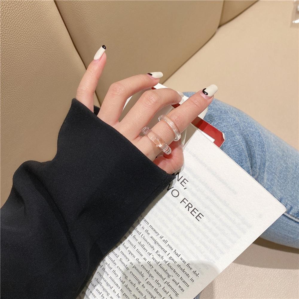 Nhẫn Acrylic Trong Suốt Hình Vuông Màu Kẹo Phong Cách Hàn Quốc Cho Nữ