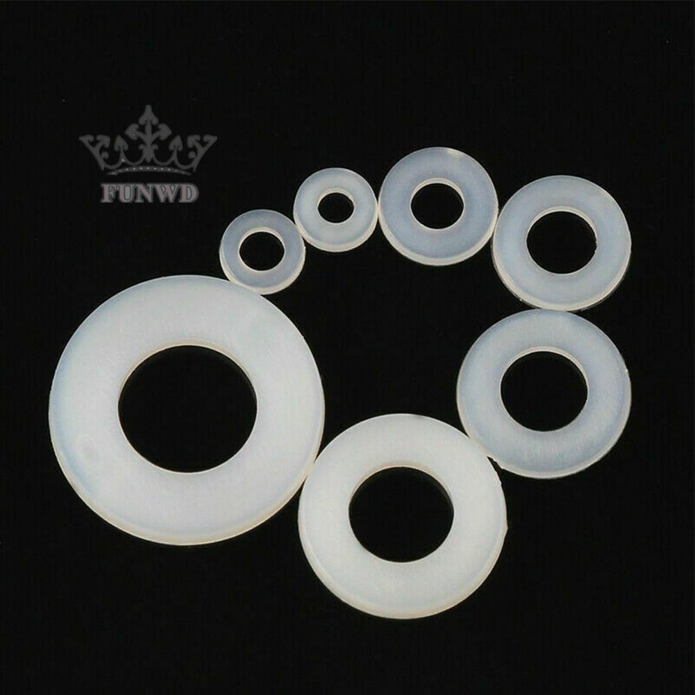 【FUNWD】364 PCS Nylon Rubber Flat Ring Washer Gaskets white M2 M2.5 M3 M4 M5 M6 M8