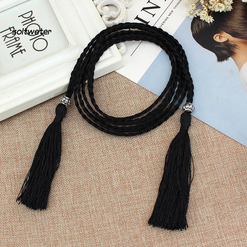 Thắt Lưng Dây Bện Phối Tua Rua Thời Trang Dành Cho Nữ