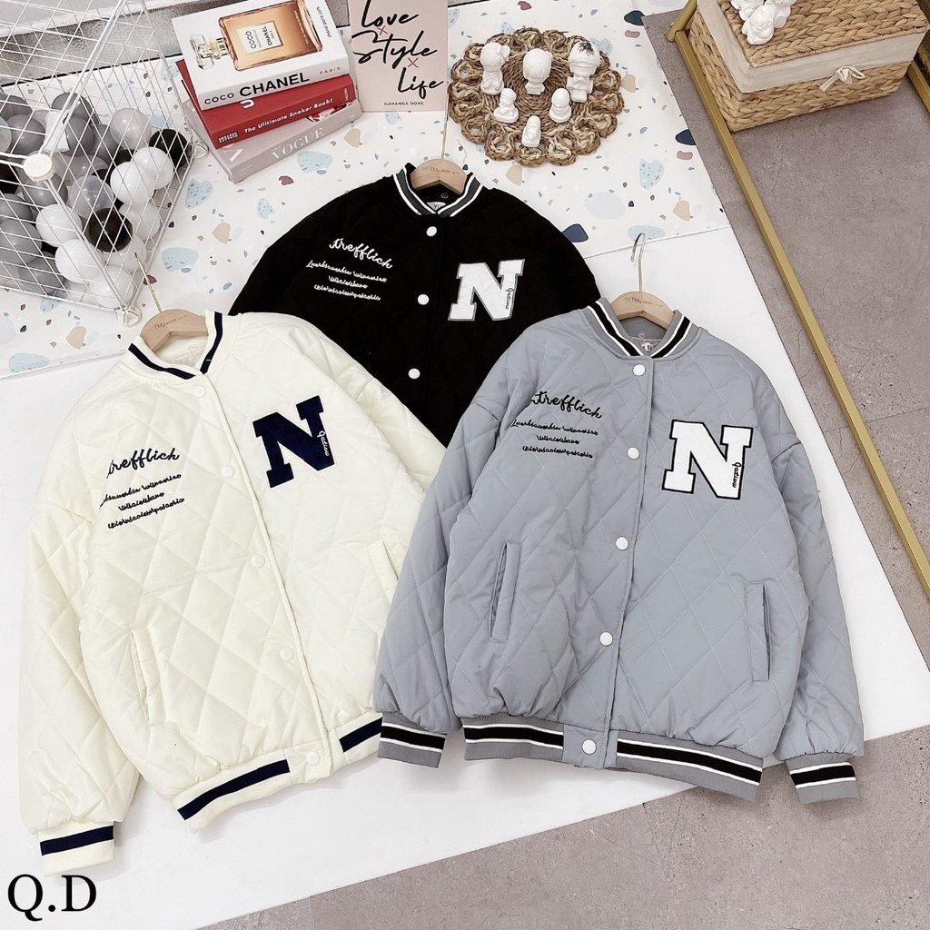 Áo phao trám bomber có mũ nam nữ cực ấm