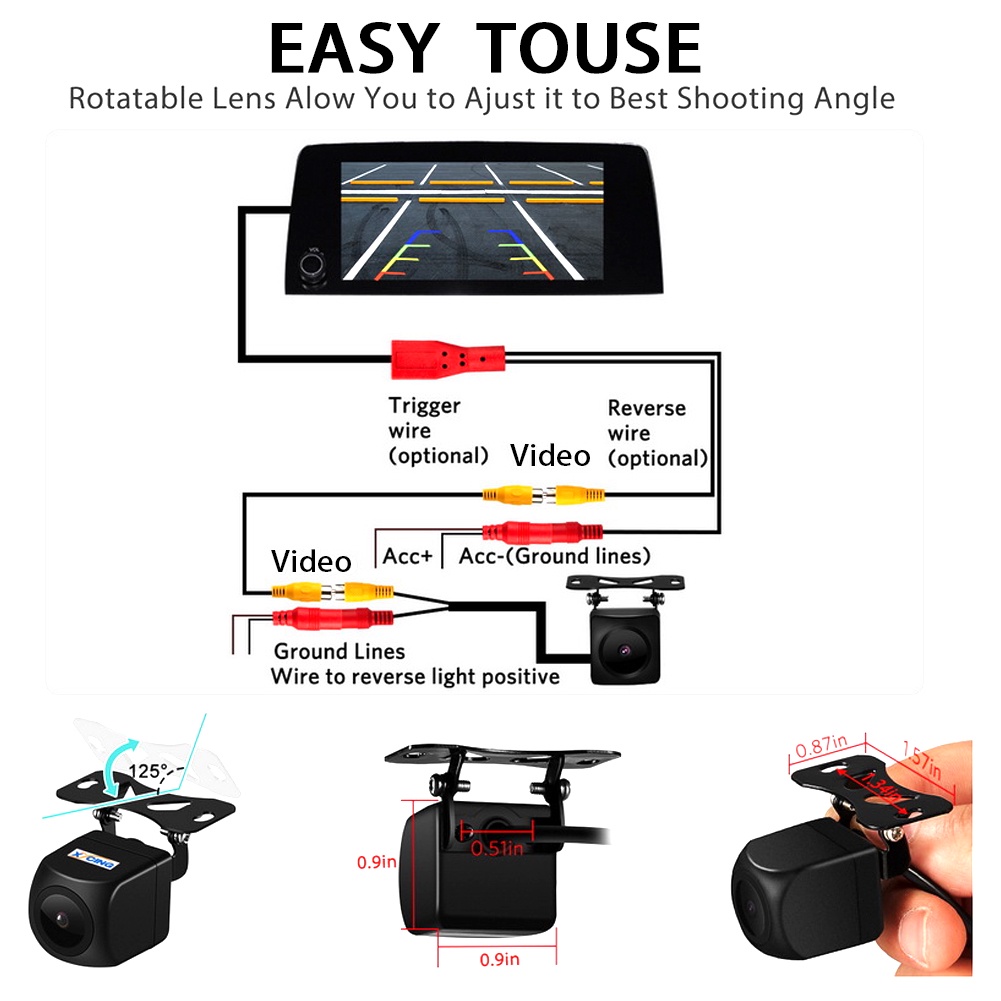 Camera Lùi Xe Xoay 170 Độ Hình Con Cá