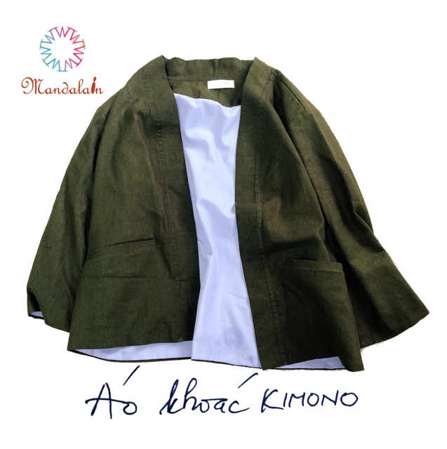 Áo khoác Kimono Linen 2 lớp linen thiết kế đẹp cao cấp