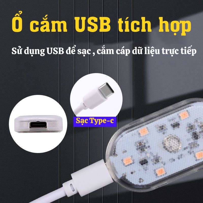 Đèn led cảm ứng không dây gắn trần xe ô tô sạc cổng USB tiện dụng - đèn led gầm mini ô tô