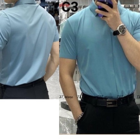 Áo sơ mi nam . sơ mi nam tay ngắn giấu khuy chất lụa co giản form body thời trang công sở , du lịch... Men87_store