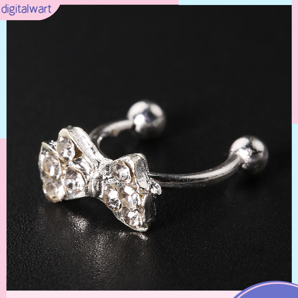 Khuyên vành tai đơn thiết kế hình nơ đính đá dễ thương sang trọng dành cho nữ