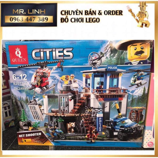 Lego City - Lepin 02097, Lion King 180036 ( Xếp hình trụ sở cảnh sát núi 742 mảnh )