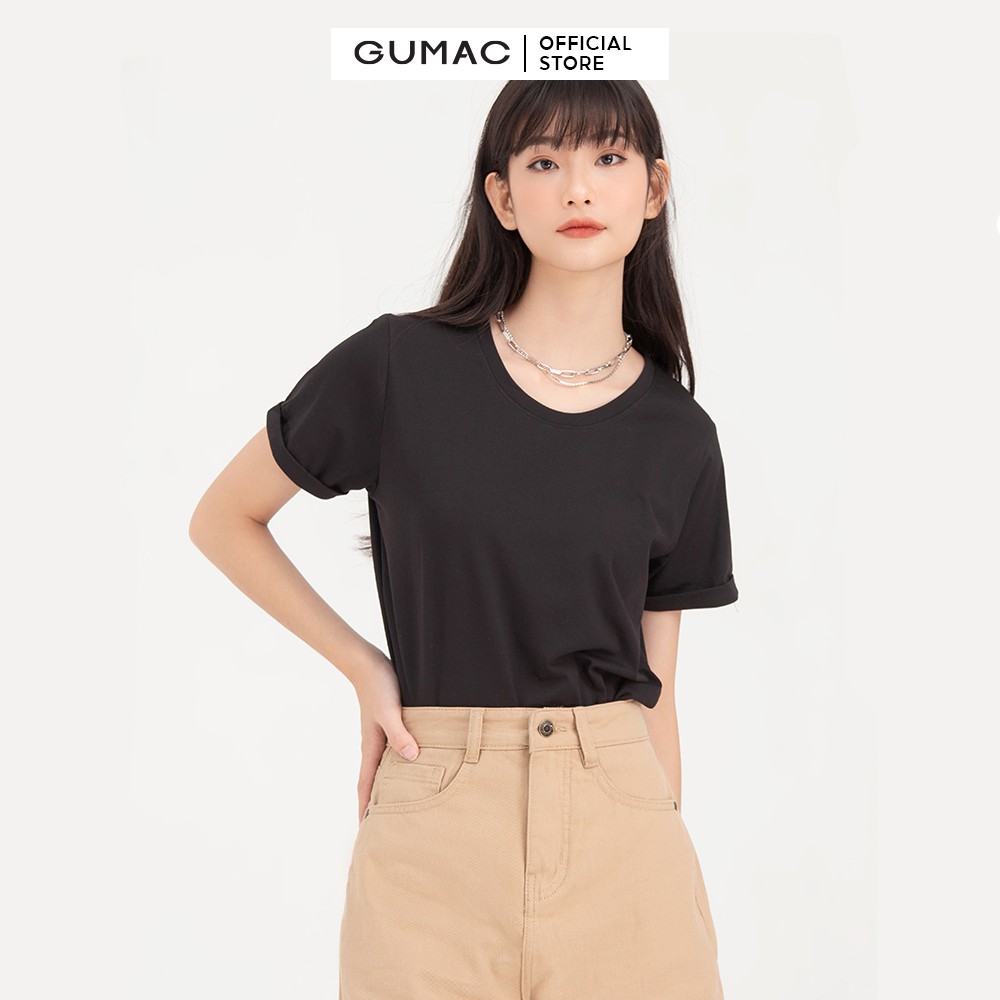 [Mã WABRGM11 giảm 10% đơn 250K] Áo thun nữ cổ tròn tay lật GUMAC ATB788 | BigBuy360 - bigbuy360.vn