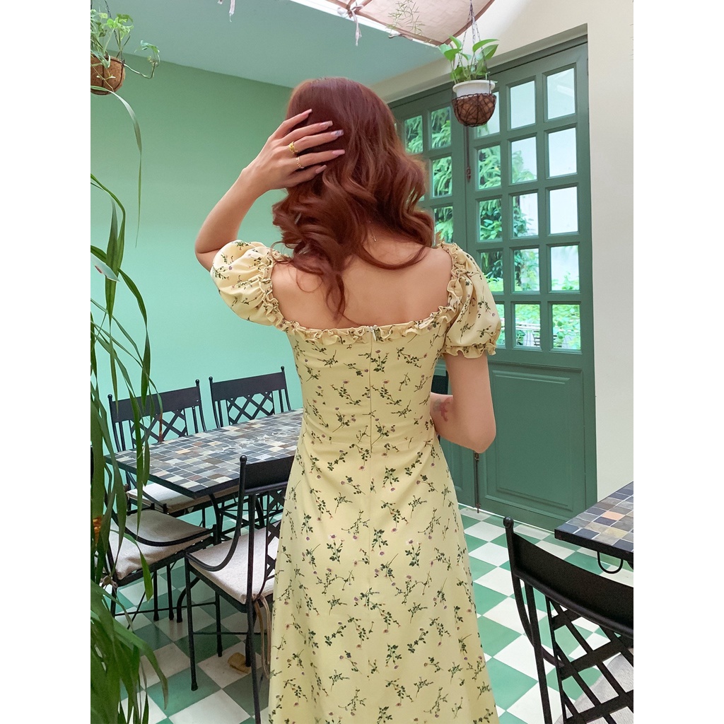 Đầm vàng hoạ tiết hoa Fiola Dress Gem clothing SP060623