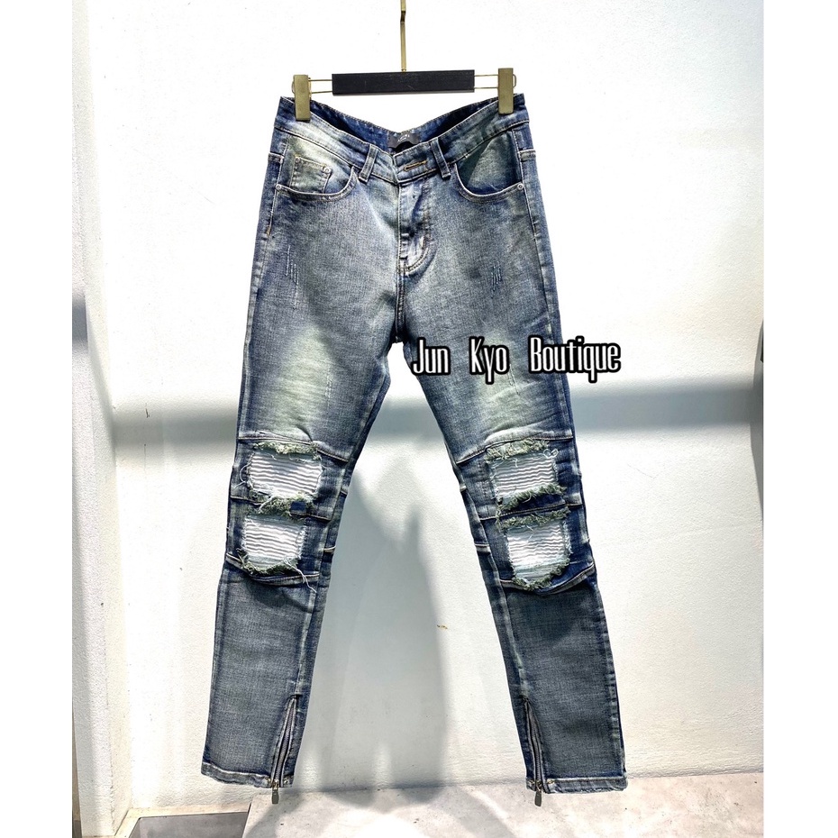 quần bò nam, quần jean vá da khóa ông chất co giãn nhẹ form dáng chuẩn phong cách trẻ trung màu cực đẹp mẫu hot T0235