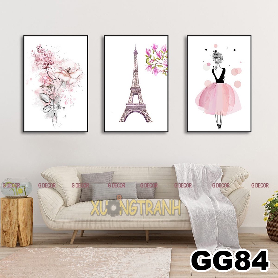 Tranh treo tường canvas 3 bức phong cách hiện đại Bắc Âu 78,tranh ainime trang trí phòng ngủ cho bé,phòng khách,spa