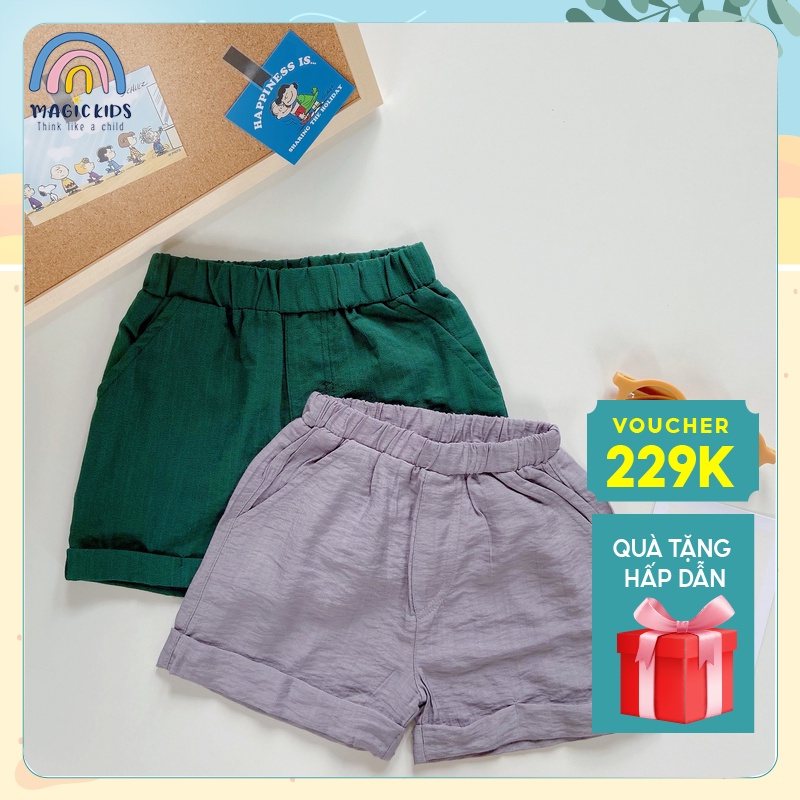 Quần đùi cộc ngắn cho bé trai 1 2 3 4 5 6 7 8 tuổi chất đũi mềm mát Magickids Quần áo trẻ em QĐ21001