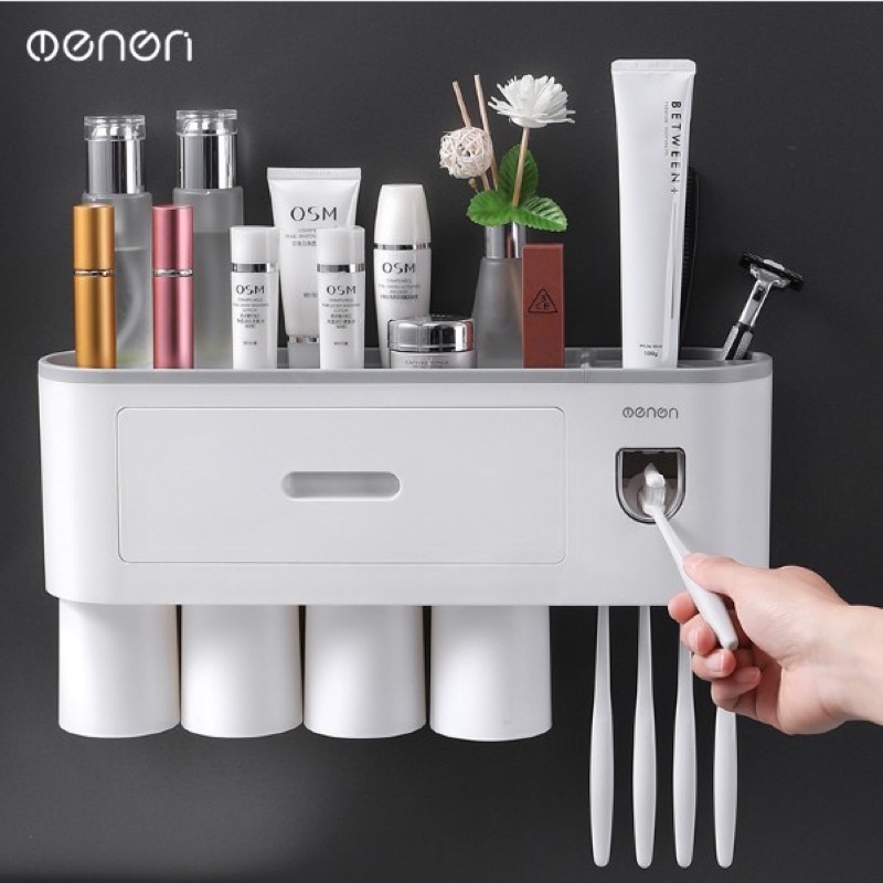 Giá treo bàn chải đánh răng OENON, nhả kem tự động, khay để đồ cá nhân, nhựa ABS cao cấp, bh 1 đổi 1