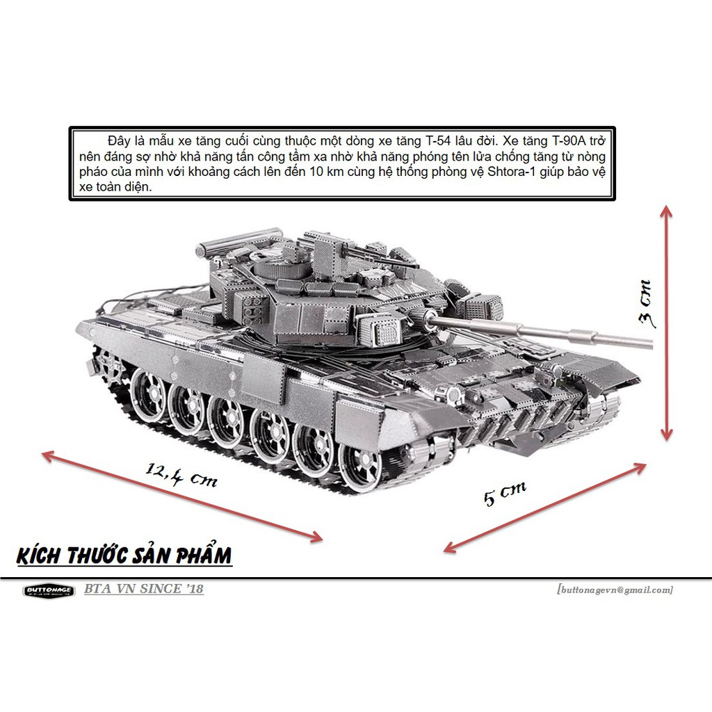 Mô Hình Lắp Ráp 3d Xe tăng T-90A - Nga