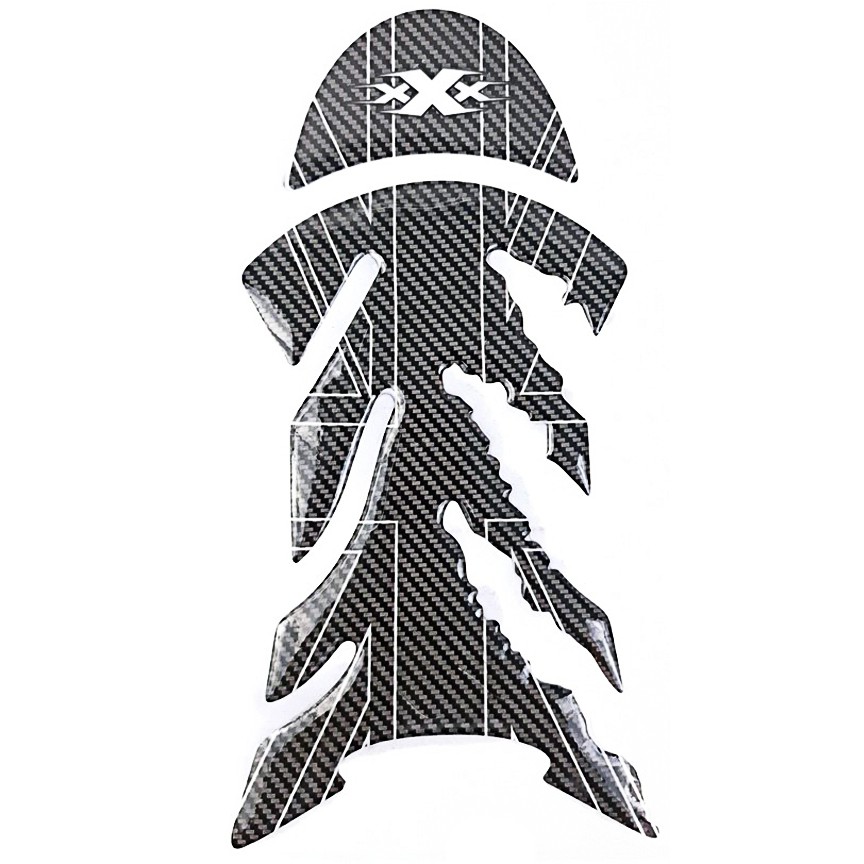 Tem xương cá dán bình xăng moto vân Carbon Greennetworks ( 1 Tem )