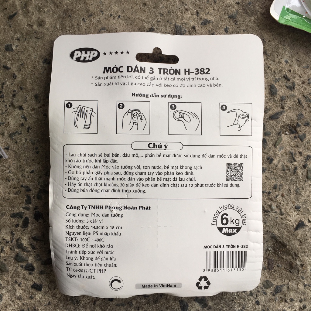 Set 4 Móc Dán Tường Siêu Dính Chịu Lực 6kg Có Đinh Cố Định