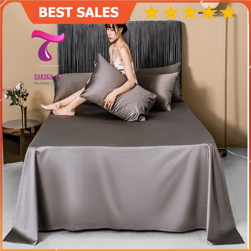 [RẺ VÔ ĐỊCH] Ga Gối Cotton Lụa Satin - Bộ Drap Cotton 60s Hàng Cao Cấp Sakura JP Bedding Decor