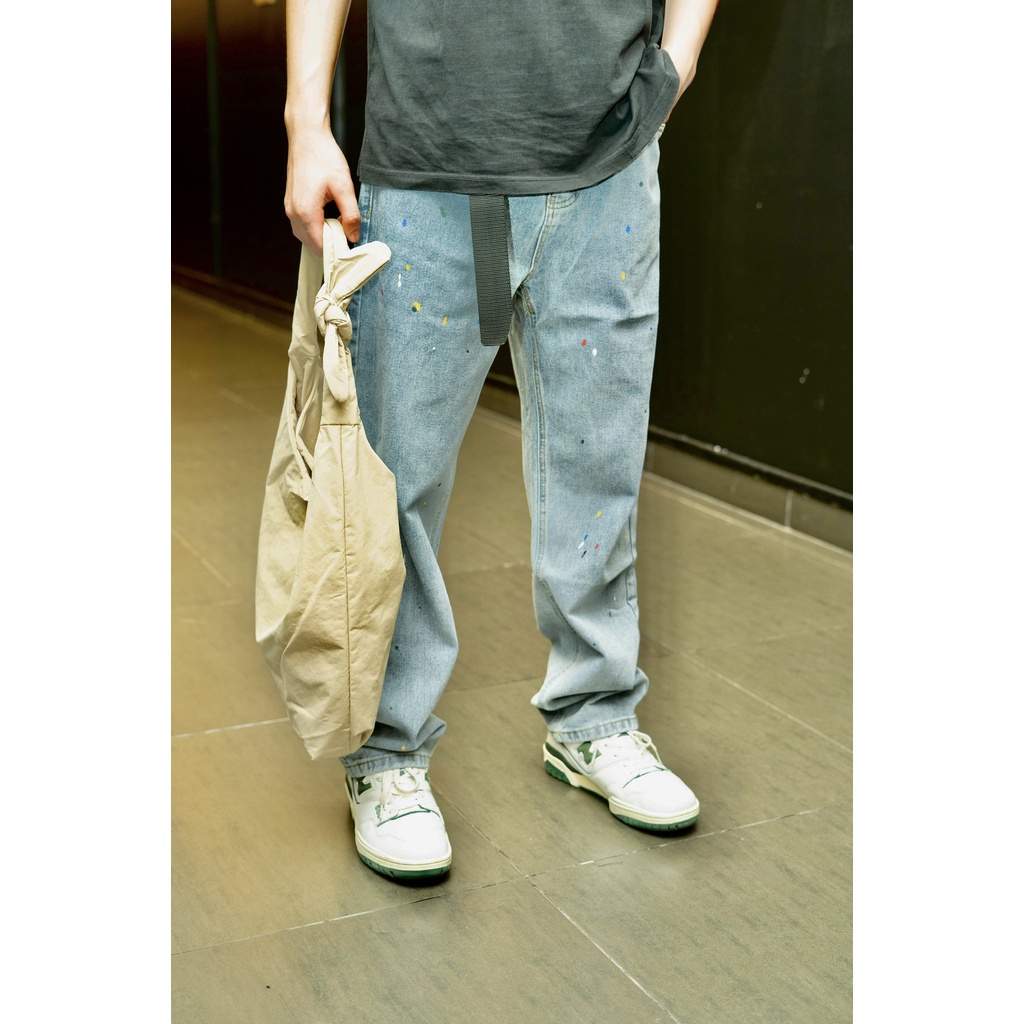 Quần Jean Vẩy Sơn PLAYAZ Paint Splatter Jeans - Light Blue