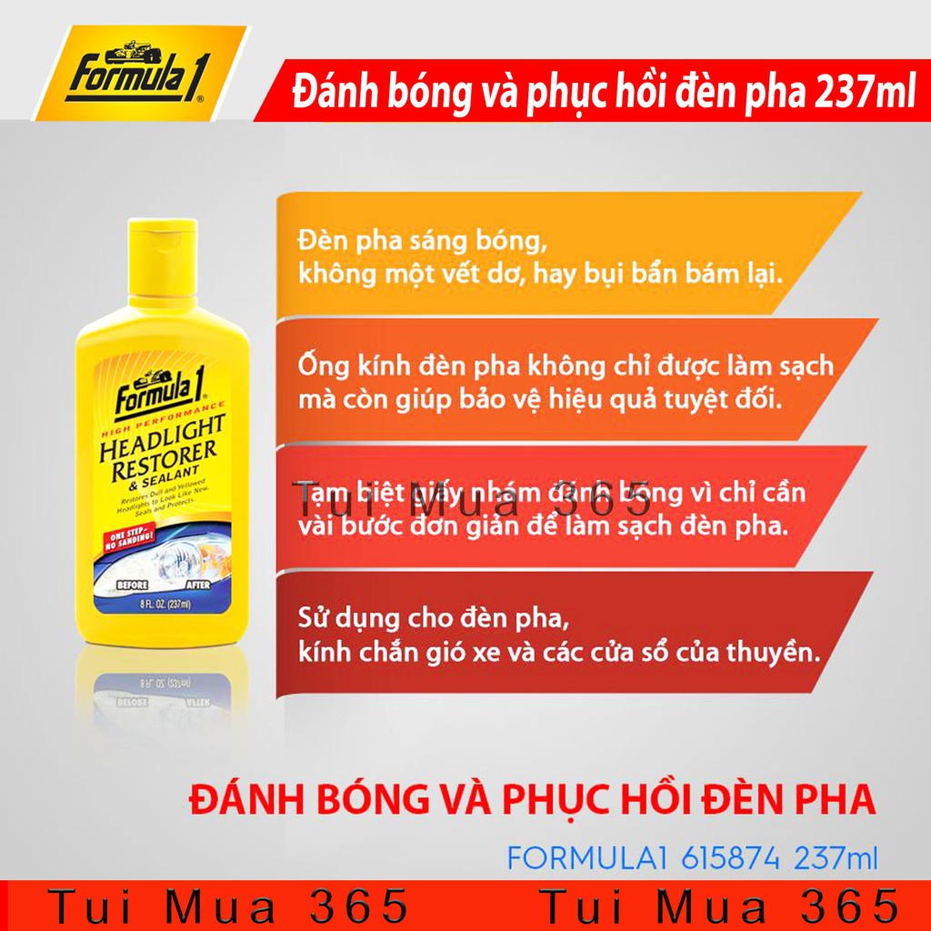 Dung dịch đánh bóng và phục hồi đèn pha FORMULA cho Ôtô và xe máy 237ml