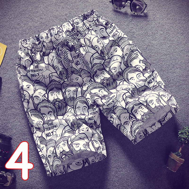 Quần short đi biển dáng rộng nhanh khô họa tiết hoạt hình năng động cho nam | BigBuy360 - bigbuy360.vn