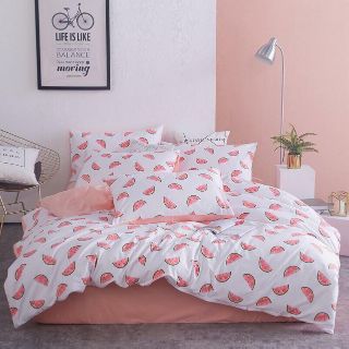 Bộ DƯA HẤU ĐÁNG YÊU set cotton poly 4 món chăn ga gối Hàn Quốc