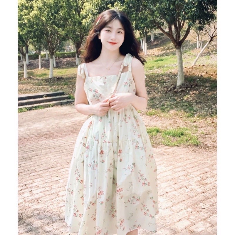 Váy hai dây🌸 Đầm nữ maxi dáng dài hoa nhí in hình dáng xoè phong cách Hàn Quốc Ulzzang Mylady
