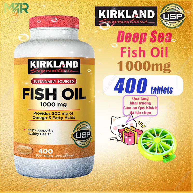 Viên uống dầu cá Kirkland Signature Omega-3 Fish oil 1000mg 400 viên của Mỹ - mtr store