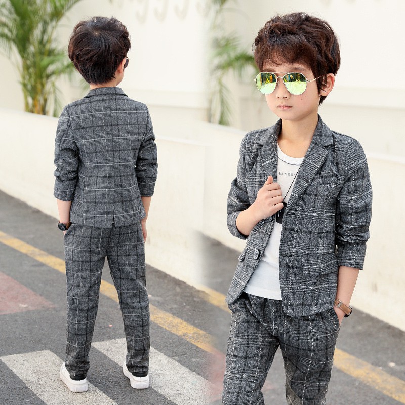 Vesttrẻ em kẻ sọc phù hợp với Vest trẻ em 2020 mùa xuân mới vừa vặn cho trẻ em Vest hai mảnh 9 một thế hệ