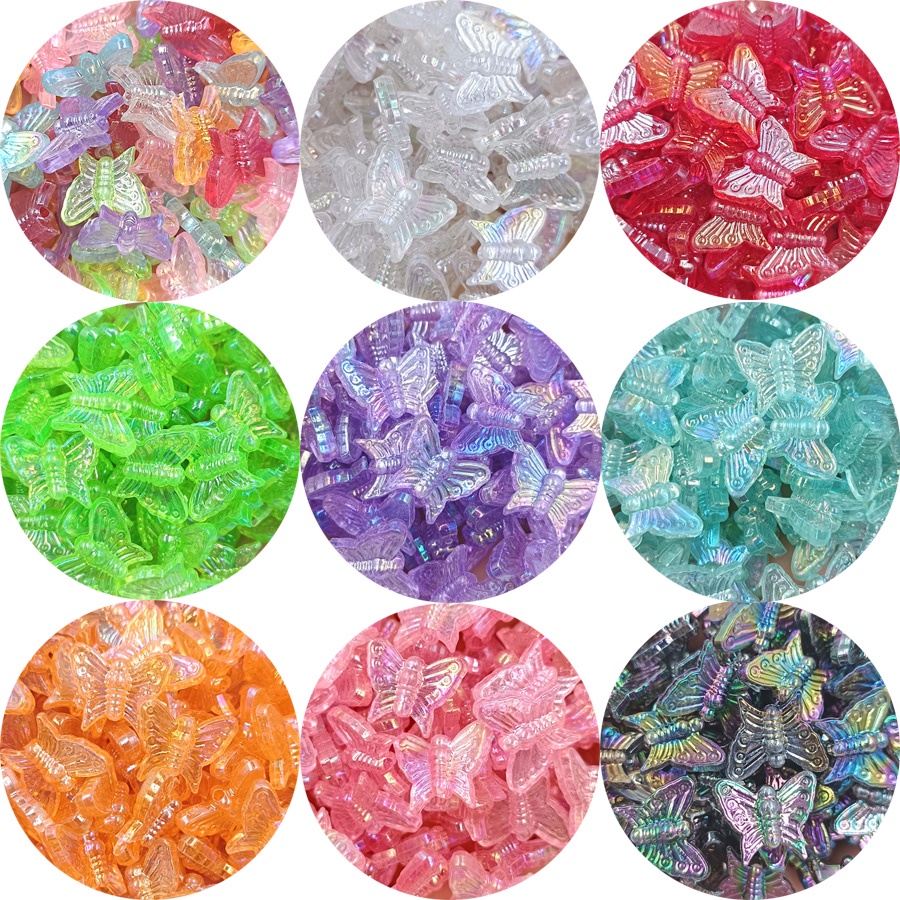 Bộ Hạt Hình Bướm Nhiều Màu Sắc Dùng Làm Trang Sức Thủ Công