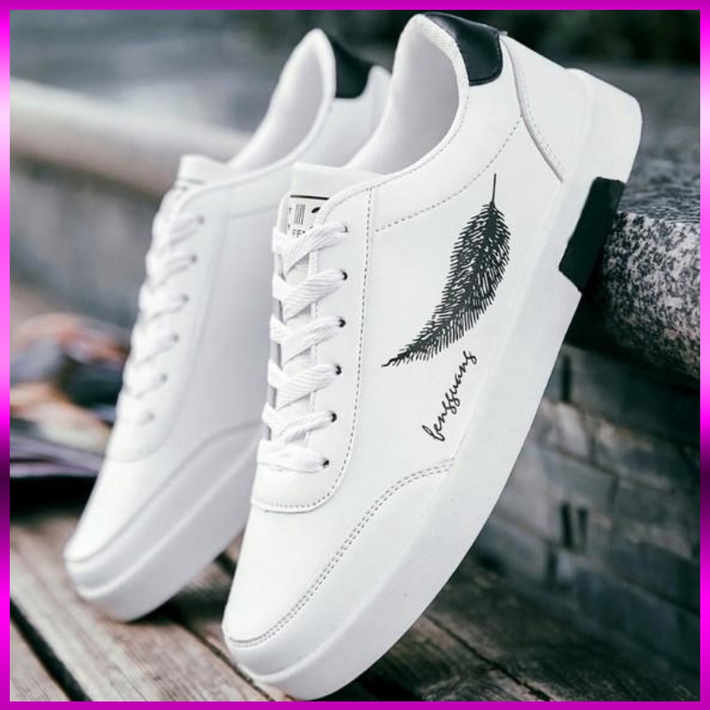 [Mã FAGREEN245 giảm tới 30K đơn 99K] Giày thể thao nam đế bệt có họa tiết lông vũ