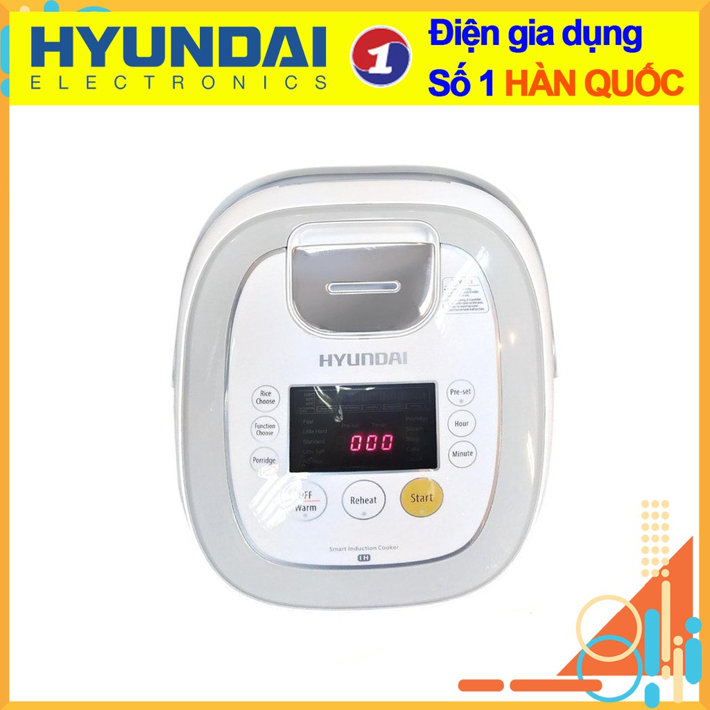 Nồi Cơm Điện Cao Tần  HYUNDAI Hàn Quốc HDE 2202 SIÊU HOT 1250W 1.5L Màn Hình Led Công Nghệ 4D Whitford