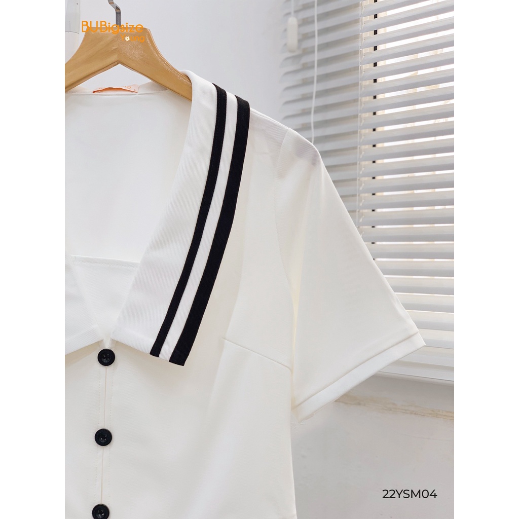 Sơ mi cổ thuỷ thủ 1 hàng cúc phối viền BIGSIZE (55kg đến 95kg) - 22YSM04 - [BU Bigsize Young]