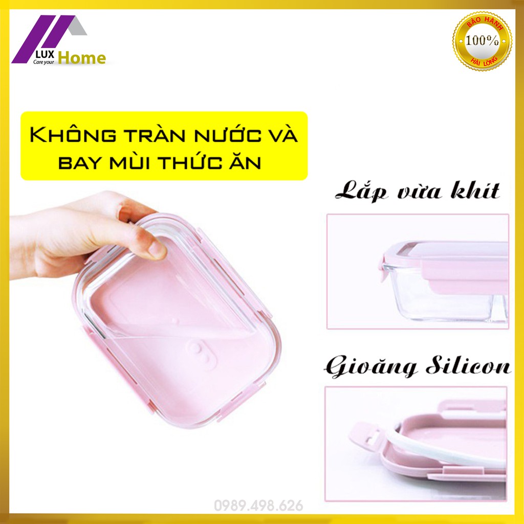 [Mã LIFEXANH03 giảm 10% đơn 500K] Hộp cơm thủy tinh 3 ngăn, 2 ngăn, 1 ngăn chịu nhiệt, chống tràn