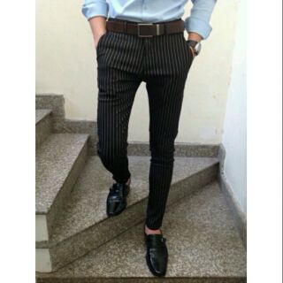 quần tây nam kẻ sọc dáng hàn quốc